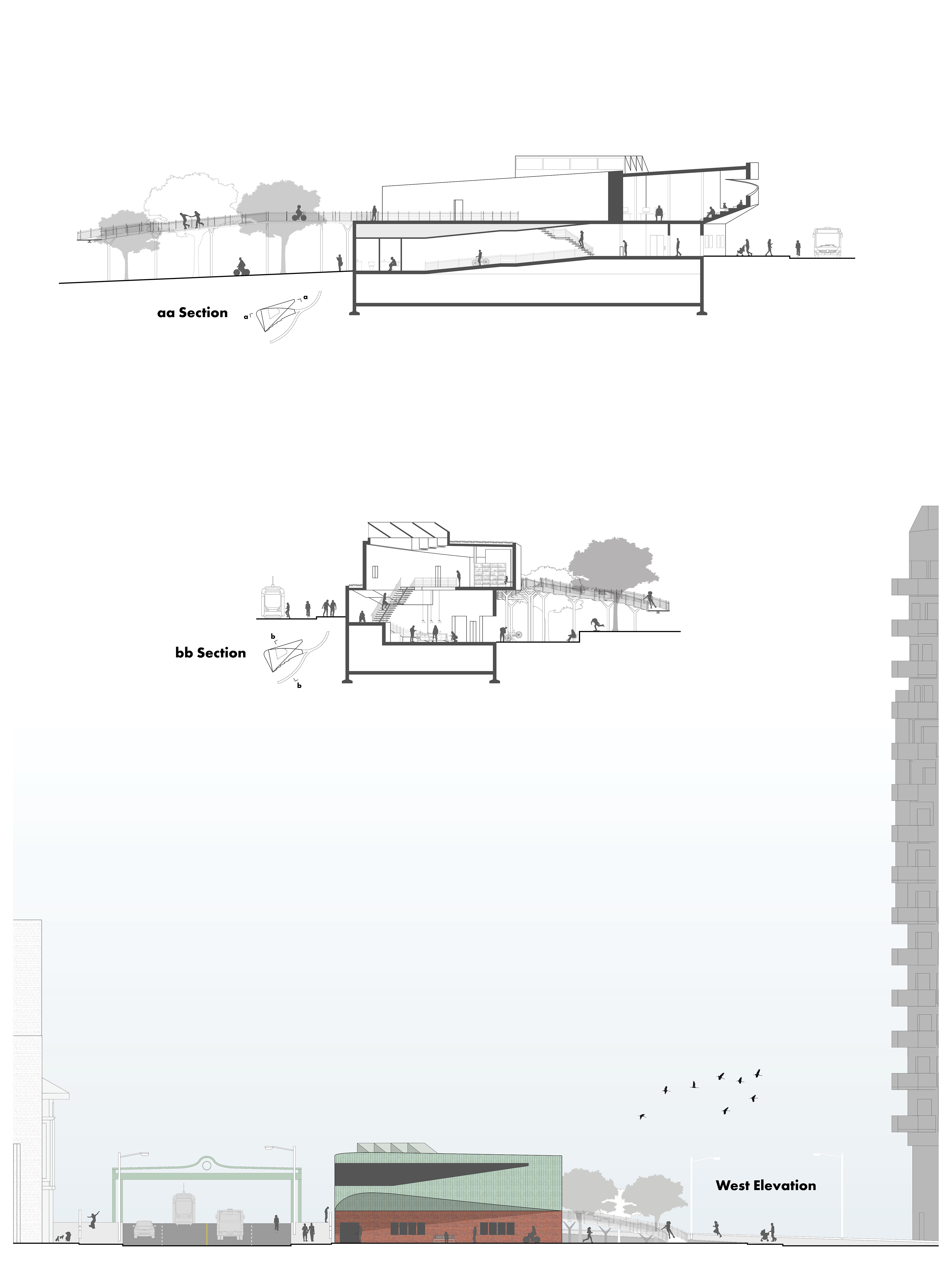 Elevation and sections